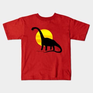 Titanosaurus Silhouette with Sun Kids T-Shirt